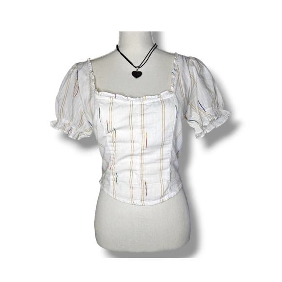 NWOT Free People White Striped Corset Top - Picture 3 of 10